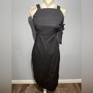 Kate Spade Black Midi Dress with Side Bow Detail